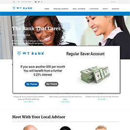 Finance website using onsite retargeting to offer special rates for increased monthly savings