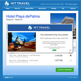 Travel website using onsite retargeting to display a promotional offers lightbox