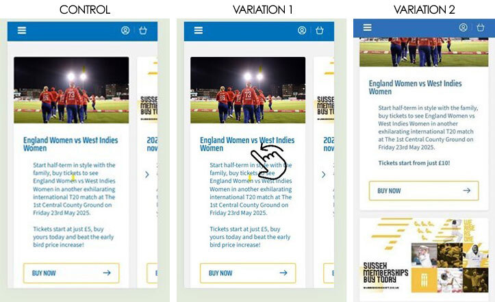 Test 2 control and variation